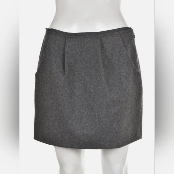 J. Crew Skirt Size 4 Charcoal Gray Felted Wool Blend Pleated Ribbon Waist Mini - Picture 3 of 7